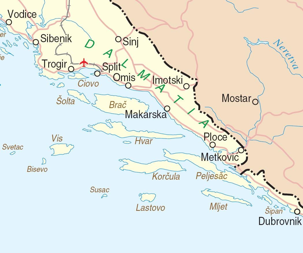 harta e jugore të kroacisë