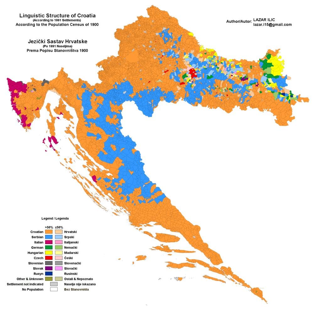 harta etnike, harta e kroacisë