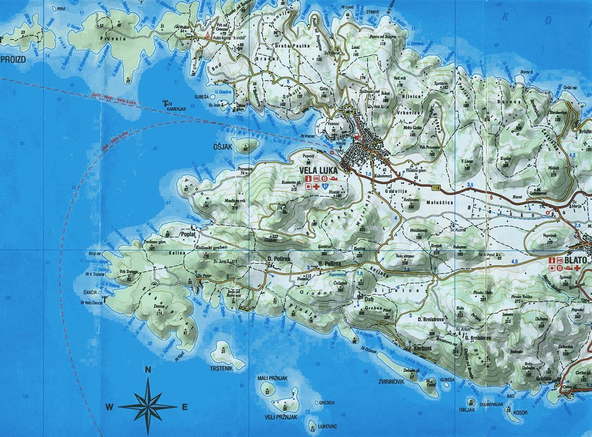 harta e korcula kroaci