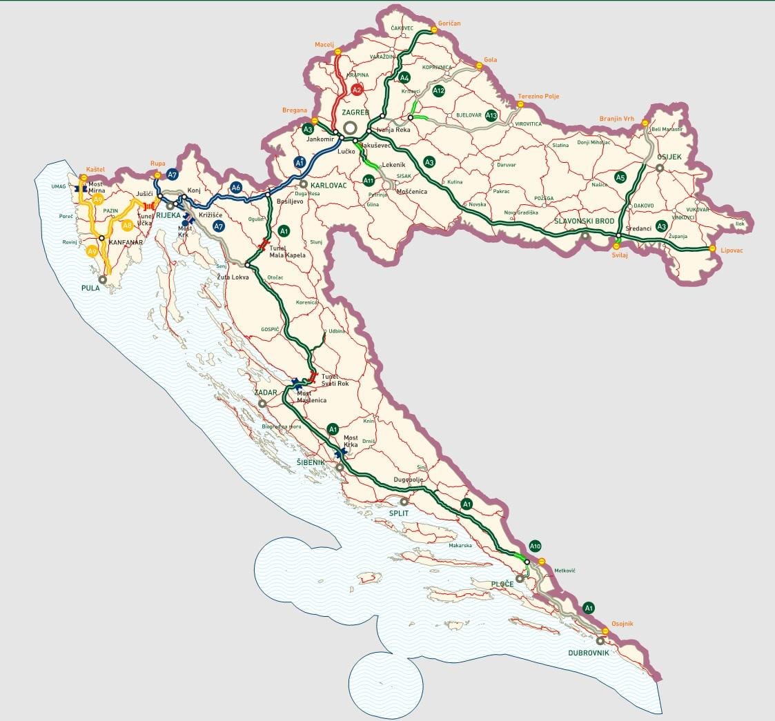 kroate autostrada hartë