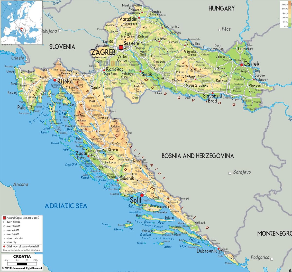 harta e kroacisë lumit
