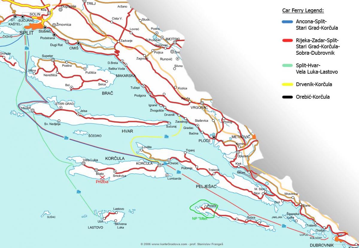harta e kroacisë traget