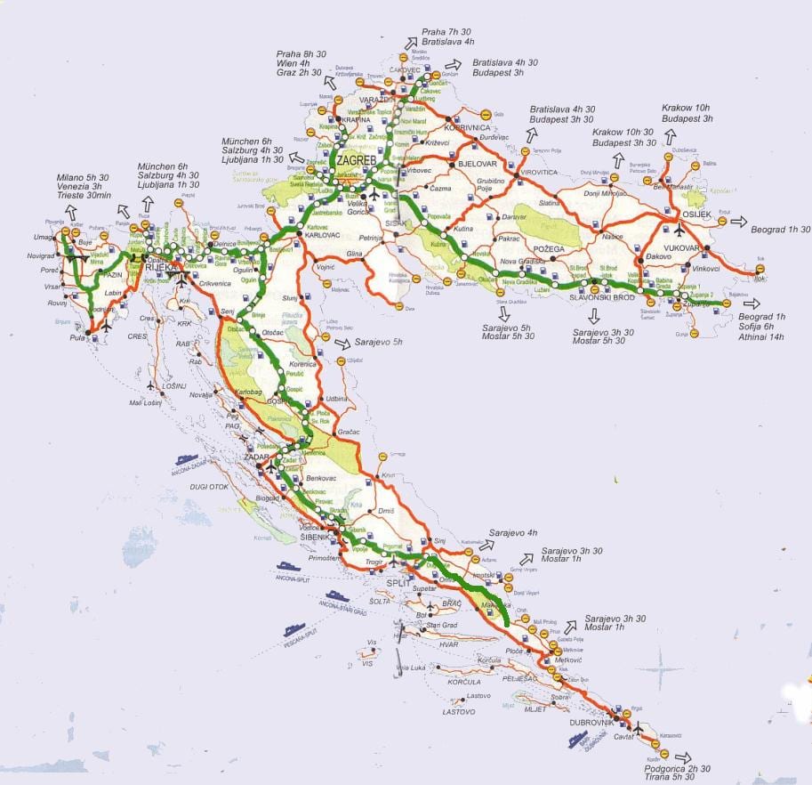 harta e kroacisë udhëtim të rrugëve