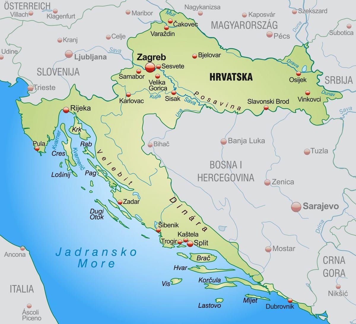 veri të kroacisë hartë