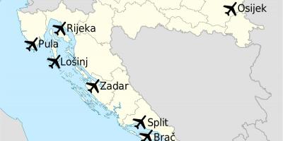 Harta e kroacisë treguar aeroporte