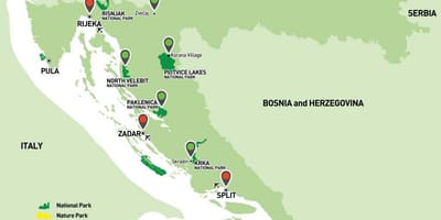 Harta e kroacisë parqet kombëtare 