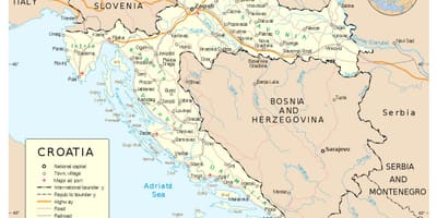 Harta e kroacisë me qytetet
