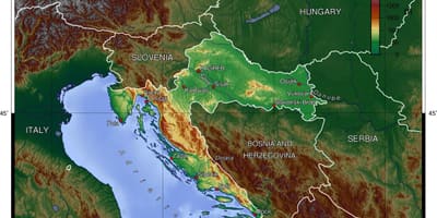 Harta e kroacisë topografike 
